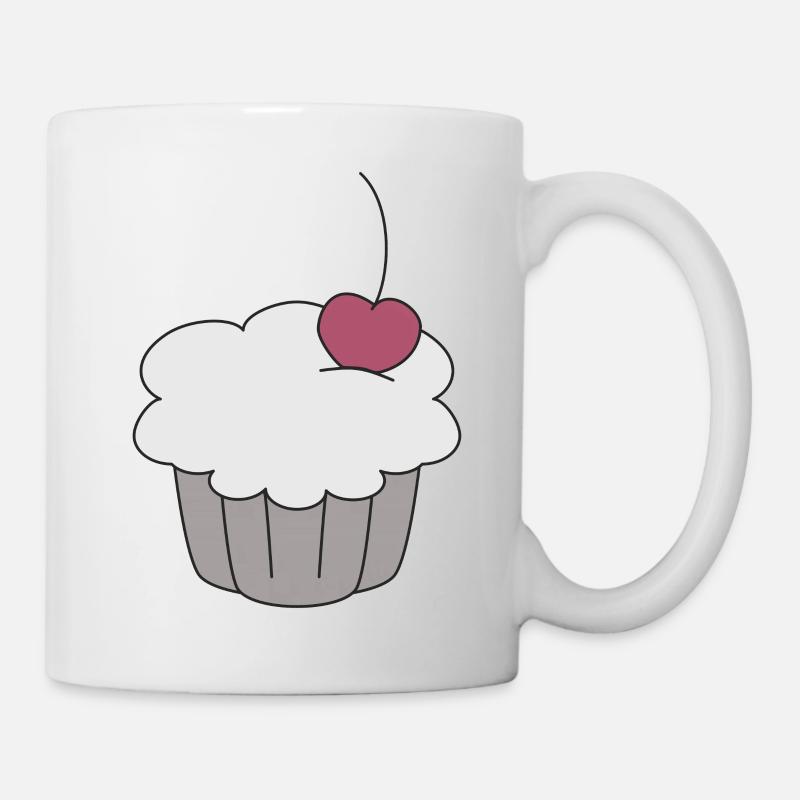 Muffin mit Kirsche - Tasse - Weiß