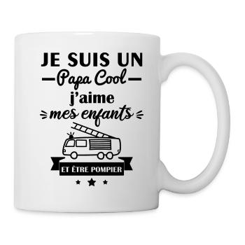 Papa cool enfants et pompier, fête des pères - Mug blanc - blanc - Droite