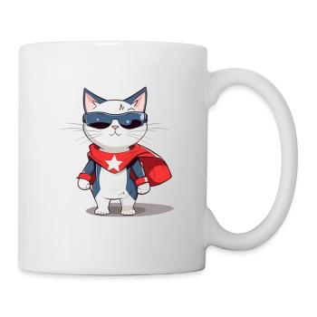 Chat héros mignon - Mug blanc - blanc - Droite