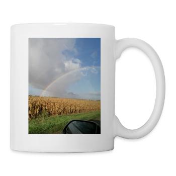 Rainbow on the road and wheat fields - Mug - white - Right
