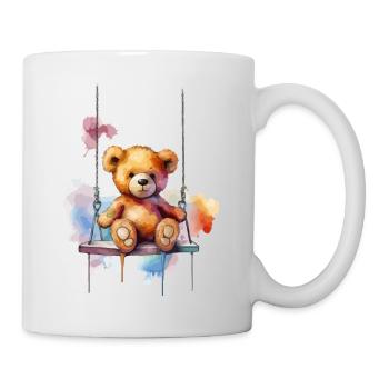Teddybär auf ihrer Schaukel - Tasse - Weiß - Rechts