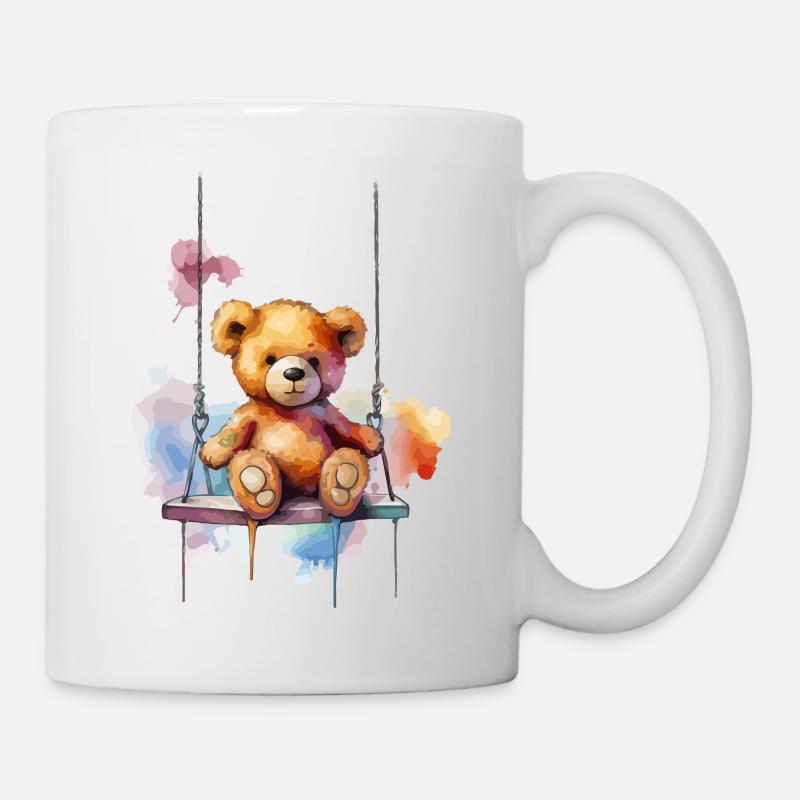 Nounours sur sa balançoire - Mug blanc - blanc