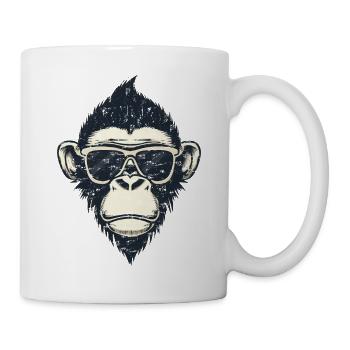 affe kopf sonnenbrille cool haare Frisur grunge - Tasse - Weiß - Rechts