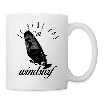 Je peux pas j'ai windsurf : la passion des vagues - Mug blanc - blanc - Droite