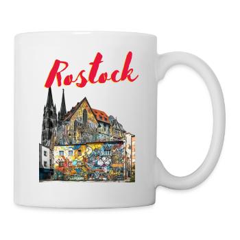 Rostock Stadt Deutschland Graffiti Street art cool - Tasse - Weiß - Rechts