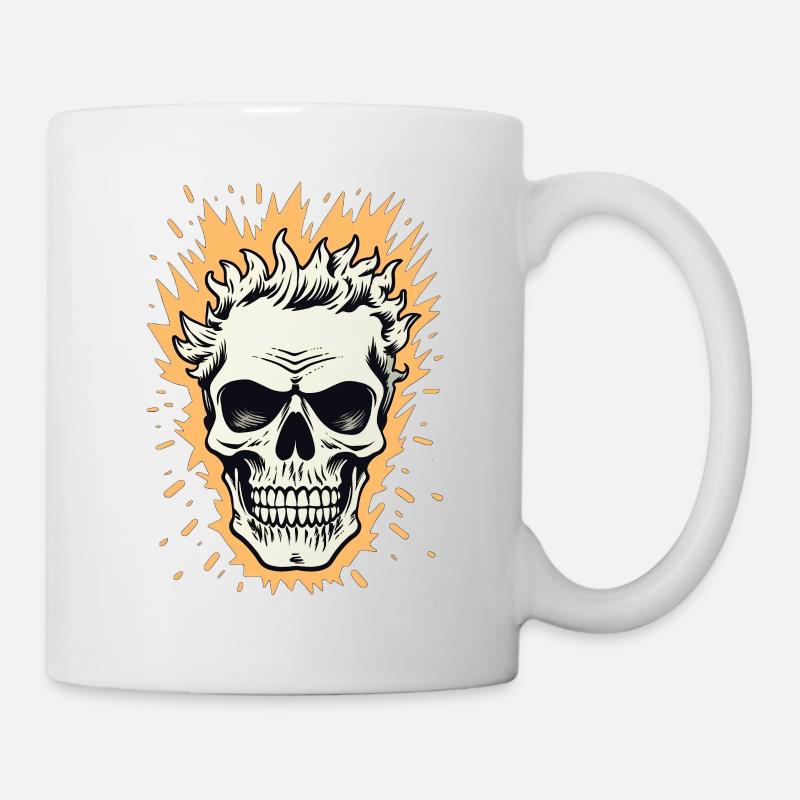 Flammen-Schädel - Tasse - Weiß