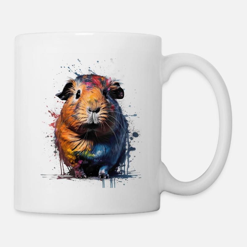 Cochon d’Inde à l’aquarelle avec une peinture colorée - Mug blanc - blanc
