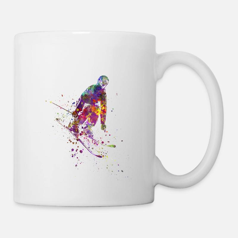 Watercolor skier - Mug - white