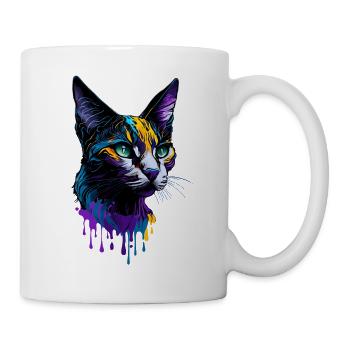Colorful Cat Splash Art Devon Rex - Mug - white - Right