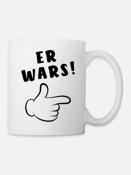 Er wars - Comic Finger - Spruch - Tasse - Weiß