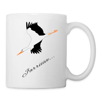Cigogne, bébé, naissance - j'arrive - Mug blanc - blanc - Droite