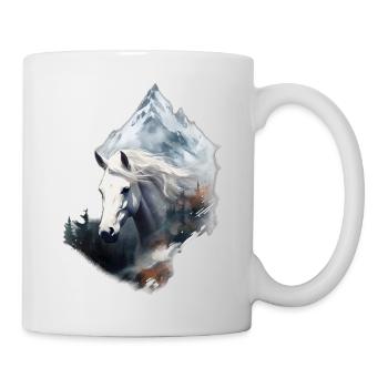 Cheval Blanc dans les Montagnes enneigées - Mug blanc - blanc - Droite