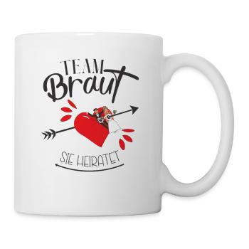Team Braut mit Herz Pfeil sie heiratet - Tasse - Weiß - Rechts