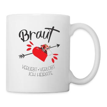 Braut mit Pfeil verliebt verlobt ich heirate - Tasse - Weiß - Rechts