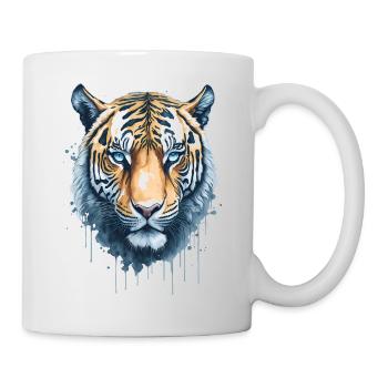Aquarell Tigerkopf - Tasse - Weiß - Rechts