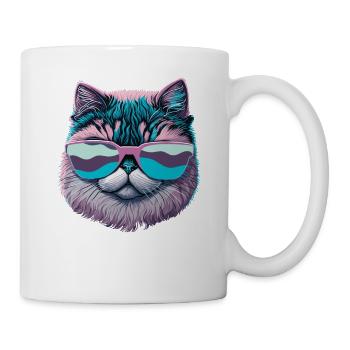 Cooles rosa Katzendesign - Tasse - Weiß - Rechts