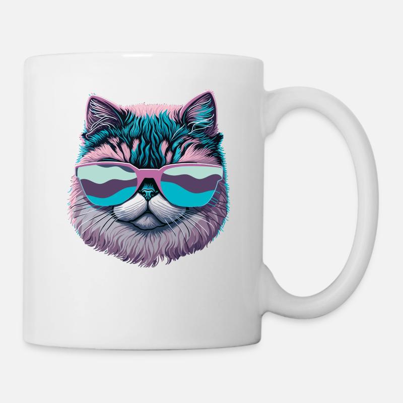 Design de chat rose cool - Mug blanc - blanc