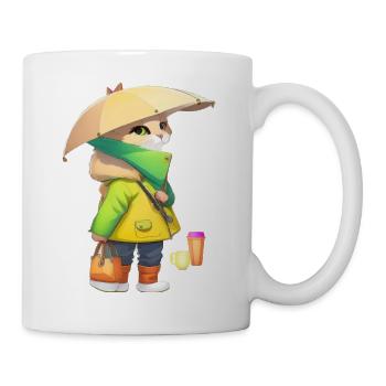 Drôle de chat et de café - Mug blanc - blanc - Droite
