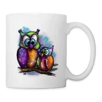Eulen älter mit jungen - Tasse - Weiß - Rechts