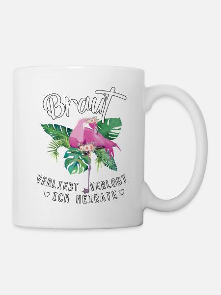 Braut Flamingo verliebt verlobt ich heirate jga - Tasse - Weiß