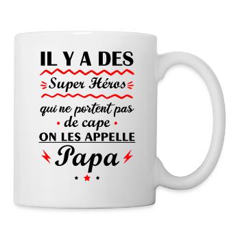 super héro papa, cadeau fête des pères - Mug blanc - blanc - Droite
