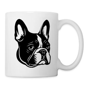 Französische Bulldogge Frenchie Boston Terrier - Tasse - Weiß - Rechts
