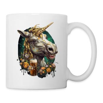 Licorne créative cool avec de la bière - Mug blanc - blanc - Droite
