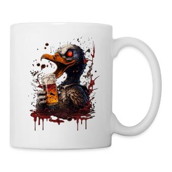 Cool , evil horror duck with beer - Mug - white - Right