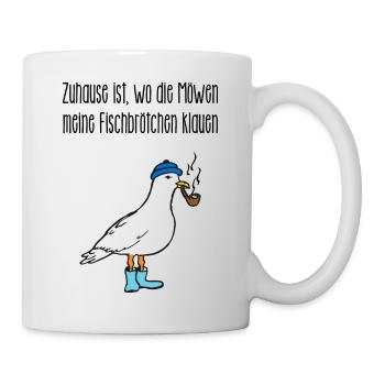 Zuhause ist, wo die Möwen die Fischbrötchen klauen - Tasse - Weiß - Rechts