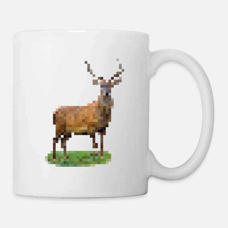 Pixel Hirsch - Tasse - Weiß