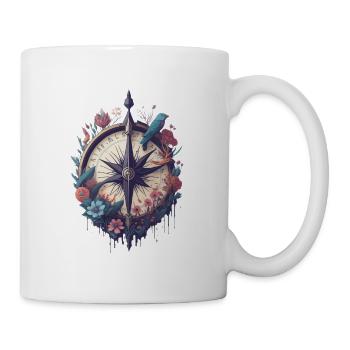 Kompass, Himmelsrichtung, Reisen, Lebenswegweiser - Tasse - Weiß - Rechts