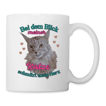Bei dem Blick meiner Katze schmilzt mein Herz - Tasse - Weiß - Rechts