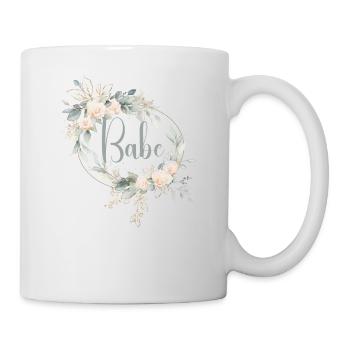 Babe mit Blumenkranz aus Rosen - Tasse - Weiß - Rechts