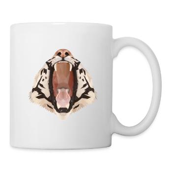 Tiger polygon with open mouth - Mug - white - Right