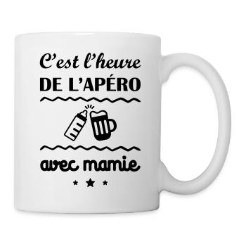 C'est l'heure, mamie, cadeau de naissance - Mug blanc - blanc - Droite
