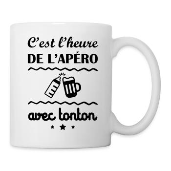 C'est l'heure, tonton, cadeau de naissance - Mug blanc - blanc - Droite