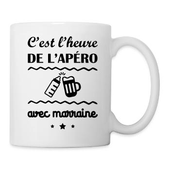C'est l'heure, marraine, cadeau de naissance - Mug blanc - blanc - Droite