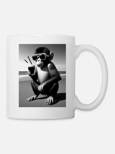 Cool beach monkey - Tasse - Weiß