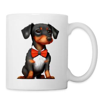 Hund Dachshund Hunde mit Anzug Dackelwelpe - Tasse - Weiß - Rechts