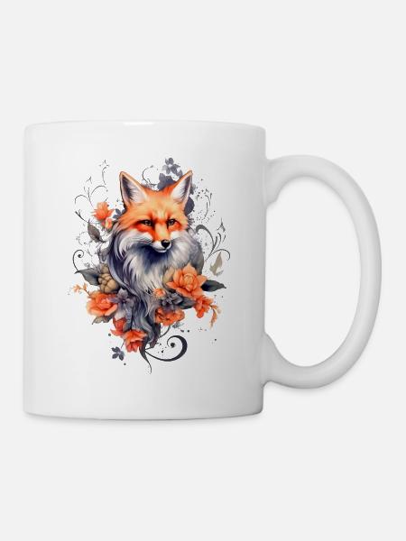 Fox and Flowers - Mug - white