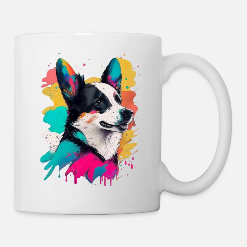 Farbenfrohe Hundeliebe - Tasse - Weiß