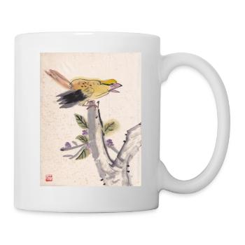Chinesische Malerei gelber Vogel - Tasse - Weiß - Rechts