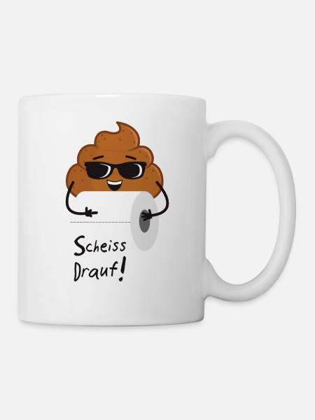 Scheiß drauf Lustiger Spruch Klopapier WC Klo - Tasse - Weiß
