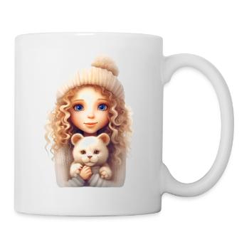 Mädchen mit Katze - Tasse - Weiß - Rechts