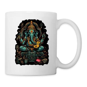 Neon - Ganesha - Elephant God - Instruments - pos - Tasse - Weiß - Rechts