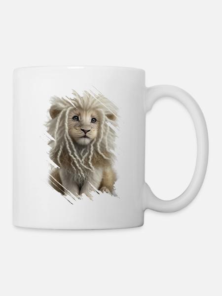 Weißer Löwe mit Dreadlocks - Tasse - Weiß