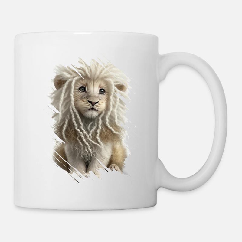 Weißer Löwe mit Dreadlocks - Tasse - Weiß
