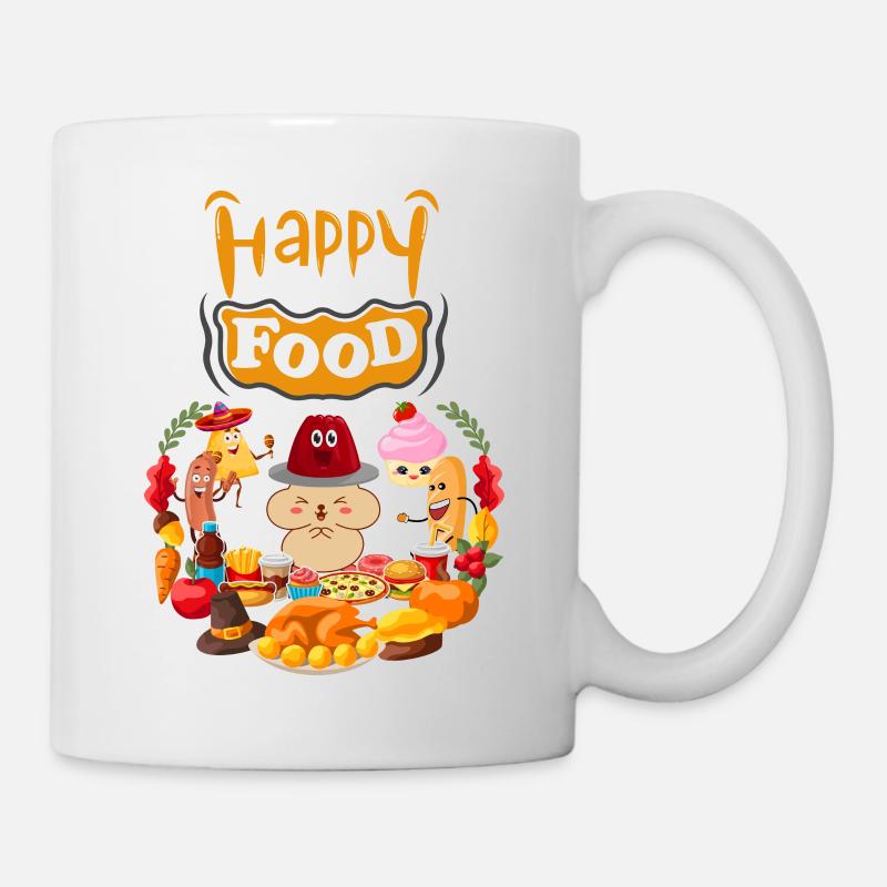 Glücklich essen, nicht gesund - Tasse - Weiß