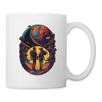 Holding hands in space Love Romantic - Mug - white - Right