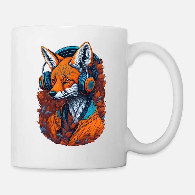 Fuchs mit Kopfhörern Füchse Liebhaber Tiere - Tasse - Weiß